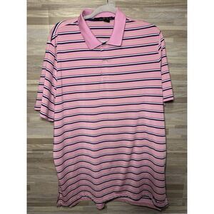 RLX Ralph Lauren Shirt Mens XL Pink Striped Short Sleeve Stretch Golf Preppy